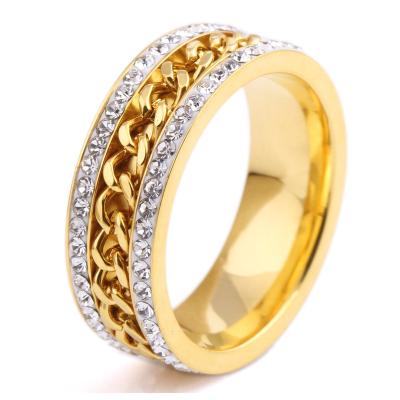 China CLASSIC CZ Rotating Stainless Steel Chain Inlay Rotating Wedding Ring for sale