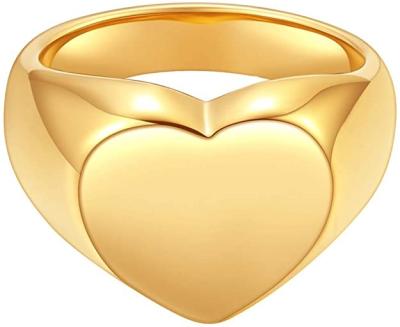 China Women's Heart Ring Gold Color Signet Ring CLASSIC Stainless Steel Jewelry for sale