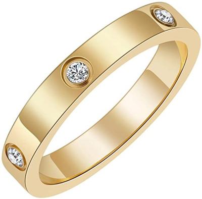 China CLASSIC Zircon Stones Stainless Steel Promise Ring Wedding Band for sale