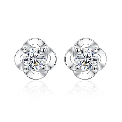 China TRENDY Sterling Silver Four Leaf Clover Stud Earrings For Women Hypoallergenic Jewelry Gifts for sale