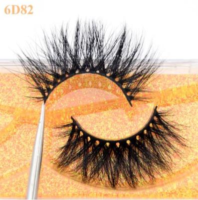 China Cilios Real Thick 100% Fur 6D82 Mink Eyelashes Mink Eye Lashes Custom Eyelash Packaging Box Seller for sale