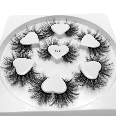 China Handmade Soft 7 Pairs Of Natural Dramatic Volume False Eyelashes Lashes With Love Heart Tray With Holographic Box for sale