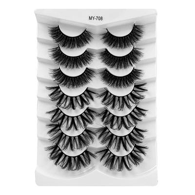 China Handmade Soft 7 Pairs of Faux Mink Eyelashes Long Lasting Fluffy Mink Lashes Dramatic Eyelash Volume Whips for sale