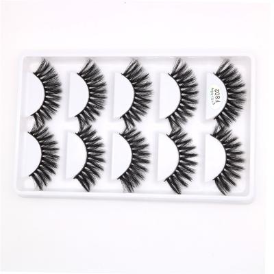 China 5pairs Handmade Faux Fiber Eyelashes Synthetic False Lashes 3d Silk Eyelashes for sale