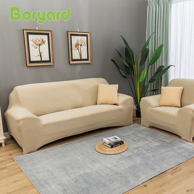 China Modern BORYARD Sofa Cover 3 Layers Solid Color Elastic Stretch Fabric Fitted Sofa Protector Stretchable For Living Room for sale