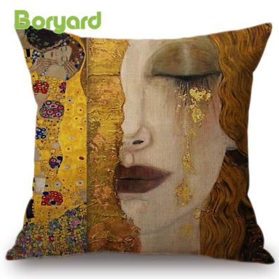 China Home Decor Sofa Bed Decorative Pillowcase Anti-pilling BORYARD Tile Cover Fashion Floral Cotton 45x45cm Canvas Car Seat for sale