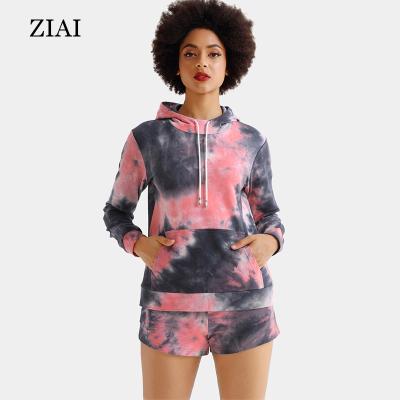 China Women's Breathable Breathable Sweater, Long Sleeve Tie Dye Printing Hoodie, Running Fitness And Leisure Sweater Suit Women for sale