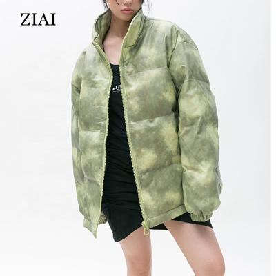 China Waterproof American fried street brand waterproof tie-dye bread leather coat in winter thickened collar PU fiber warm comic coat for sale