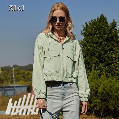 China New Trend Viable High Quality Female Casual Cropped Top Coat Solid Color Shorts Coat Pocket Lapel Top Coat for sale