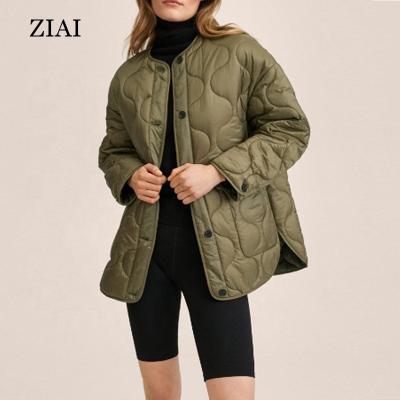 China Wholesale Women's Anti-Wrinkle Anti-Wrinkle Spring Style Regular Padded Jacket Thickened Casual Padded Jacket Round Neck Long Sleeve for sale