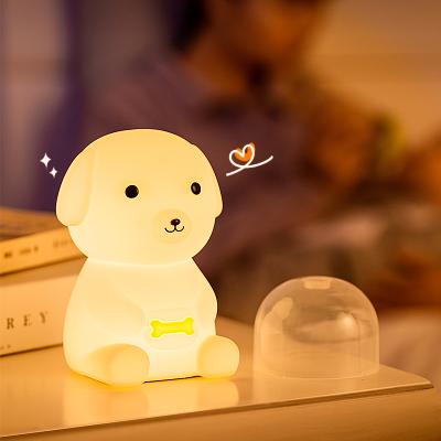 China Modern Puppy Silicone Rechargeable Night Light for Kids with Warm Touch Sensor and 7-Color Changing LED Nursery Lamp for Kids for sale