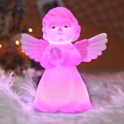 China Modern Night Light Creative Silicone Angel Gift LED Lamp USB Charging Cool Warm Colorful Remote Control Dimming Patting Sleep Lamp for sale