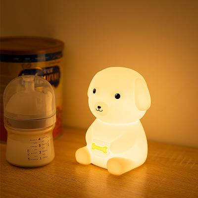 China New Arrival Modern Puppy Night Light For Kids Silicone Animal Sleep Bedroom Living Room Cute Patting Color Changing LED Night Light for sale