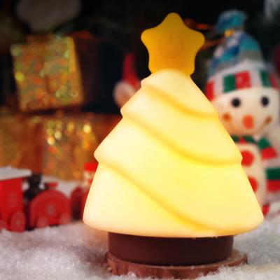 China Modern Silicone LED Christmas Tree Night Lamp Multicolor Rechargeable Light For Christmas New Year Gift for sale