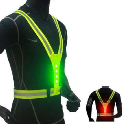 China Sports Reflective Belt Led Light Straps Cycling Vest Luminous Traffic Clothing LED Warning Night Running Adjustable Reflective Vest for sale