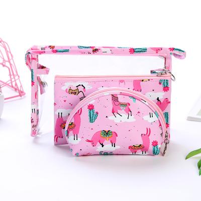 China Custom Logo Fashion Transparent Waterproof Large Capacity PVC Cosmetic Bag Pouches Clear Makeup Bags for sale