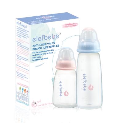 China Low MOQ BPA factory price factory price narrow delivery BPA free silicone free narrow neck elefbebe baby milk bottle standard set for sale