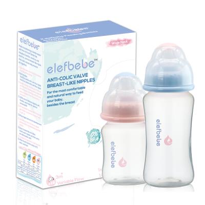 China 2021 New Arrival BPA Free Silicone Wide Neck Elefbebe Baby Milk Bottle Set for sale