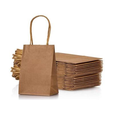 China Recycled Materials Brown Kraft Custom Printed Paper Shopping Bag With Handles for sale