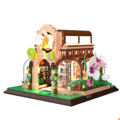 China DIY Street Sight Block Toys Children Assembly Toy Set Interesting Mini Green House Block Street Sight Block Toys With Number Of Actions for sale