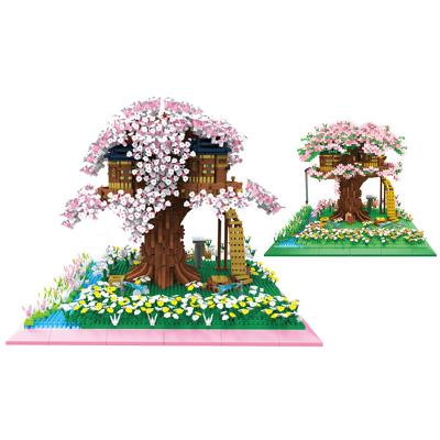 China Cherry Blossom Block Building Blocks Treehouse Street View Model Building Blocks Romantic Fun Street View Model Building Blocks DIY Toys for sale