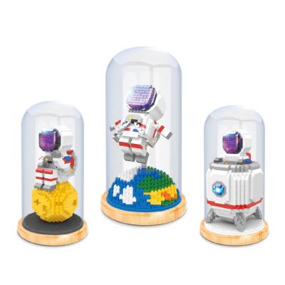 China Small Particles Space Model Series Astonaut Fun Blocks Small Particles Space Model Series Educational DIY Assemble Toy With Colorful Light for sale