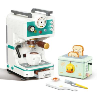 China Kids Pretend To Play Set Mini Kitchen Toys Cafe Maker And Bread Machine Model Building Blocks Interesting Children To Pretend Play Kitchen Toys Set For Kids for sale