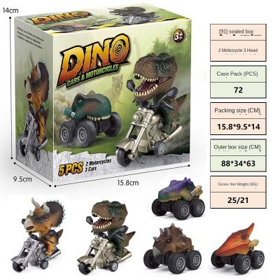 China Toy Wholesale 2023 New Gift Plastic Jurassic Dinosaur Motorcycle Diecast Inertia Sliding Simulation Painted Friction Power Dinosaur Car for sale