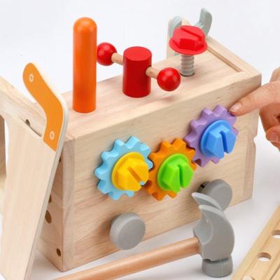 China MODEL TOY HOYE OPENS Multi Tool Wooden Toy Construction Accessories Tool Box Wooden Toy for sale