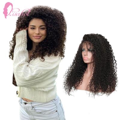 China Lisa 8-38 Inch Kinky Curly Curly Natural Color Wigs Curly Hair Lace Front Women Brazilian For Black Peruvian for sale