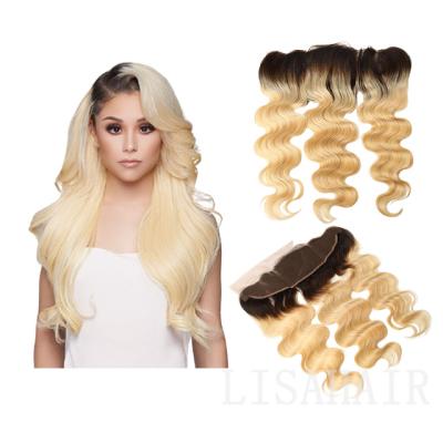 China Super Fashionable Ombre Body Wave 613 T1B Body Wave Transparent Swiss Lace Hair Frontal Wigs For Black Women for sale