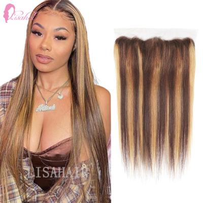 China Silky Straight Wave Hair Wholesale Vendors Braid Straight Wig P4/27 13*4 Pixie Cut Transparent Lace HD Wigs For Black Women for sale