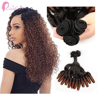 China Lisa Virgin Human Curly Funmi T4 Pulled Hair Customized Magic Weft Double Curly Funmi T4 Hair Bundles For Wig Retailer for sale