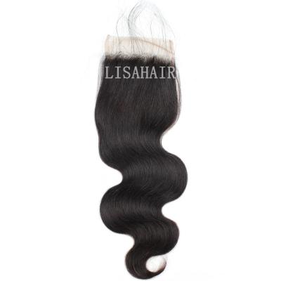 China Lisa Wholesale 8-20 Inch Non-Remy Virgin Human Hair 4x4 Lace Closure Body Wave Lace Front Wig For Black Women for sale