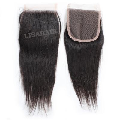 China Silky Straight Wave Lisa Natural Color 4*4 Hand-weaving Straight Lace Closure Wigs Lace Up Wig With Unprocessed Virgin Hair for sale