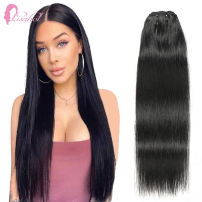 China Wholesale Silky Straight Wave Double Drawn Wefts 100% Brazilian Remy Straight Clip Ins Unprocessed Wig 8-28 Inches For Black Women for sale