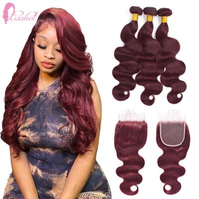 China Body Wave Bundles Ombre Body Wave Hair Bundles Premium Brazilian Price 99j# Blonde Hair Bundles With Closure Set For Black Women for sale