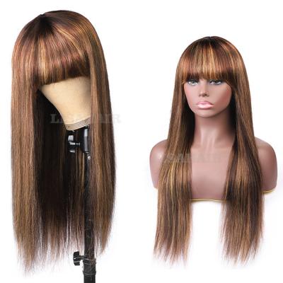 China Lisa Cheaper P4/27 Brown Color Straight Synthetic Hair Wigs With Highlights For Fashion Look for sale