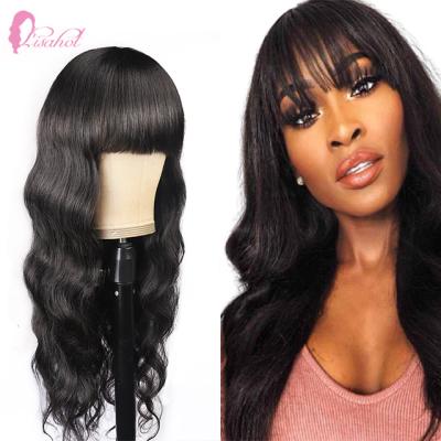 China Wholesale Special Natural Body Wave Pelucas Pelo Full Body Wave Design Machine Made Wig Black With 200 Strokes Density For Black Women for sale