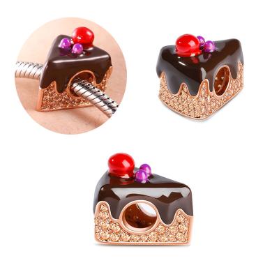 China FASHIONABLE Silver Plated Sweet Chocolate Cake Sterling 925 Charm For Bracelet Making Jewelry for sale