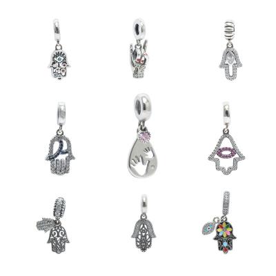 China FASHIONABLE Hamsa Hand Eye Jewelry Sterling Silver 925 Pendant Evil Palm Charms For Jewelry Making for sale