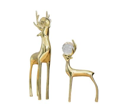 China 2020 shabby chic new pit ornaments brass deer home decor decoration supplier for sale