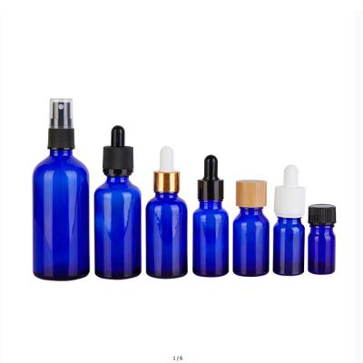 China Personal Care 5ml 10ml 15ml 20ml 30ml 50ml 100ml Cobalt Blue Essential Oil Personal Wholesale Glass Bottle for sale