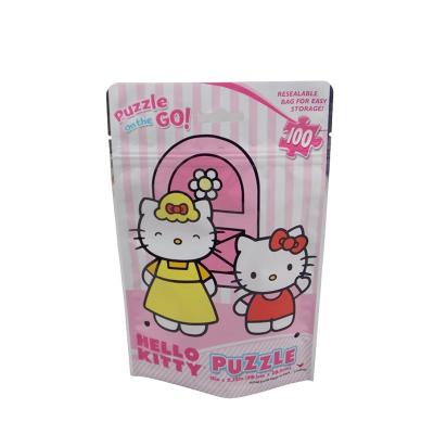 China Barrier Cartoon Printing Zipper Lock Stand Up Pocket Plastic Puzzle Bag for sale