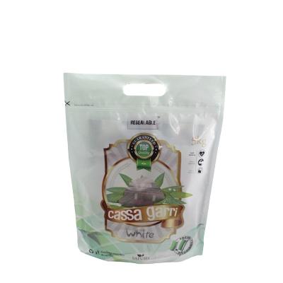 China Custom Printed 1kg 2kgs 5kgs Cassava Flour Moisture Proof Printed Rack Up Pouch Packaging Bags Manufacturer for sale