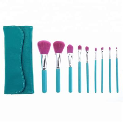 China Shaving Brush in 9pcs Makeup Brush Set Running Logo With PU Bag Makeup Tool High Quality Handmade Cosmetic Make Up Brushes Private Label for sale