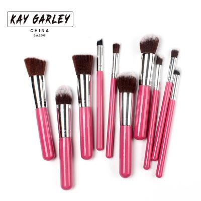 China Angular Blush Professional 10 Pcs Professional Makeup Brush Set Cosmetics Facial Foundation Hair Brush Women Makeup Tools Synthetic Kabuki Brushes for sale