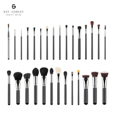 China Angular Blush OEM High Quality Natural Makeup Brush Set Goat Hair Professional Synthetic Copper Olive Cosmetic Make Up Brushes Makeup Tools for sale