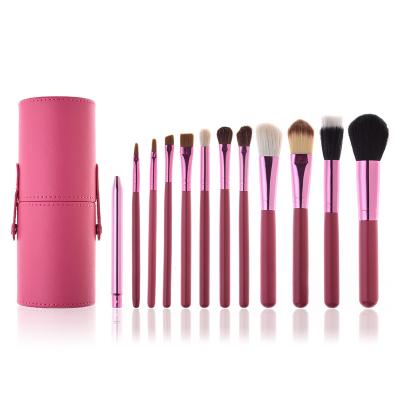 China Angular Blush in Foundation Stock Professional Face Powder 12pcs Private Label Cosmetic Brush Kit Makeup Brush Set With Holder for sale