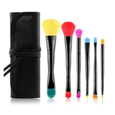 China Angular Blush 6 Pcs Portable Makeup Brush Set Professional Makeup Brushes 2 In 1 Make Up Brushes Soft Makeup Brushes With Bag for sale